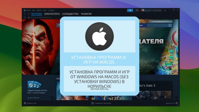 Установка программ и игр от Windows на MacOS (без установки Windows) в Норильске